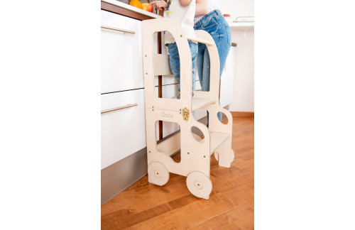 2V1 MONTESSORI STOLICA POMAGALO - MOTIV AUTO(NATUR)