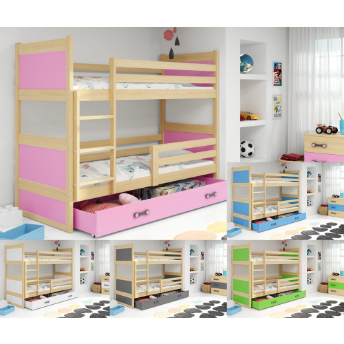 Krevet na kat RICO 90x200 s ladicom + ležište - BOR (VIŠE BOJA)