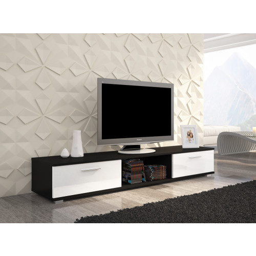 TV regal SELLA-Crna/bijela, visoki sjaj